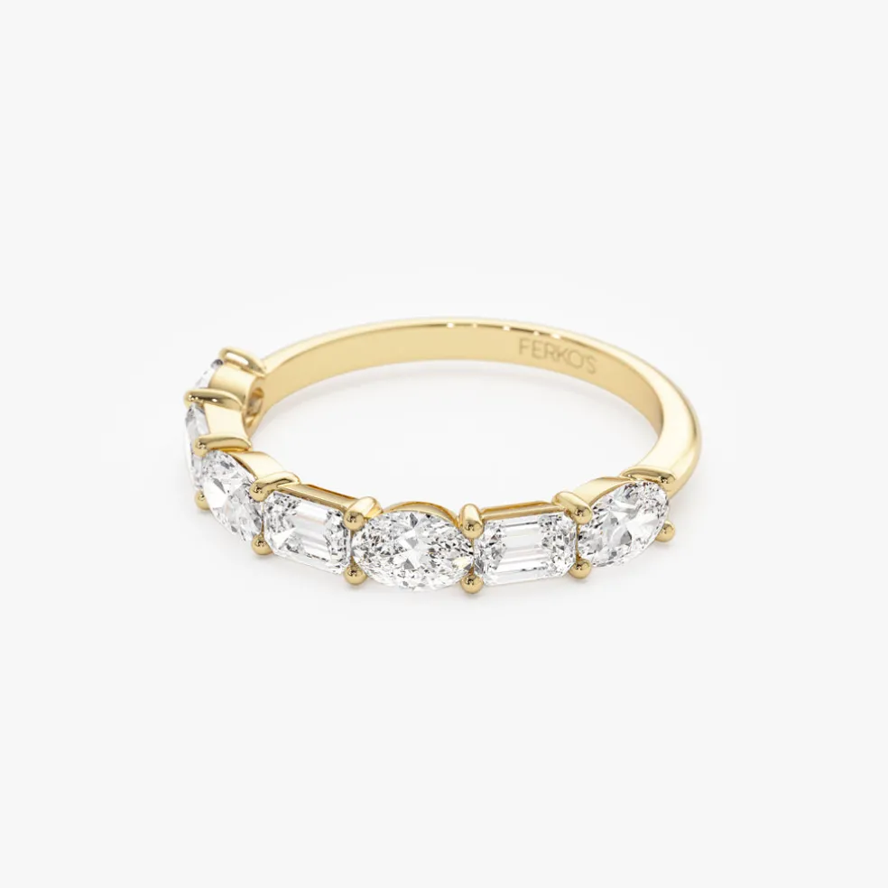 1.30 ctw 14k East West Prong Setting Seven Stone Oval & Emerald Cut Lab Grown Diamond Ring - Jayleen