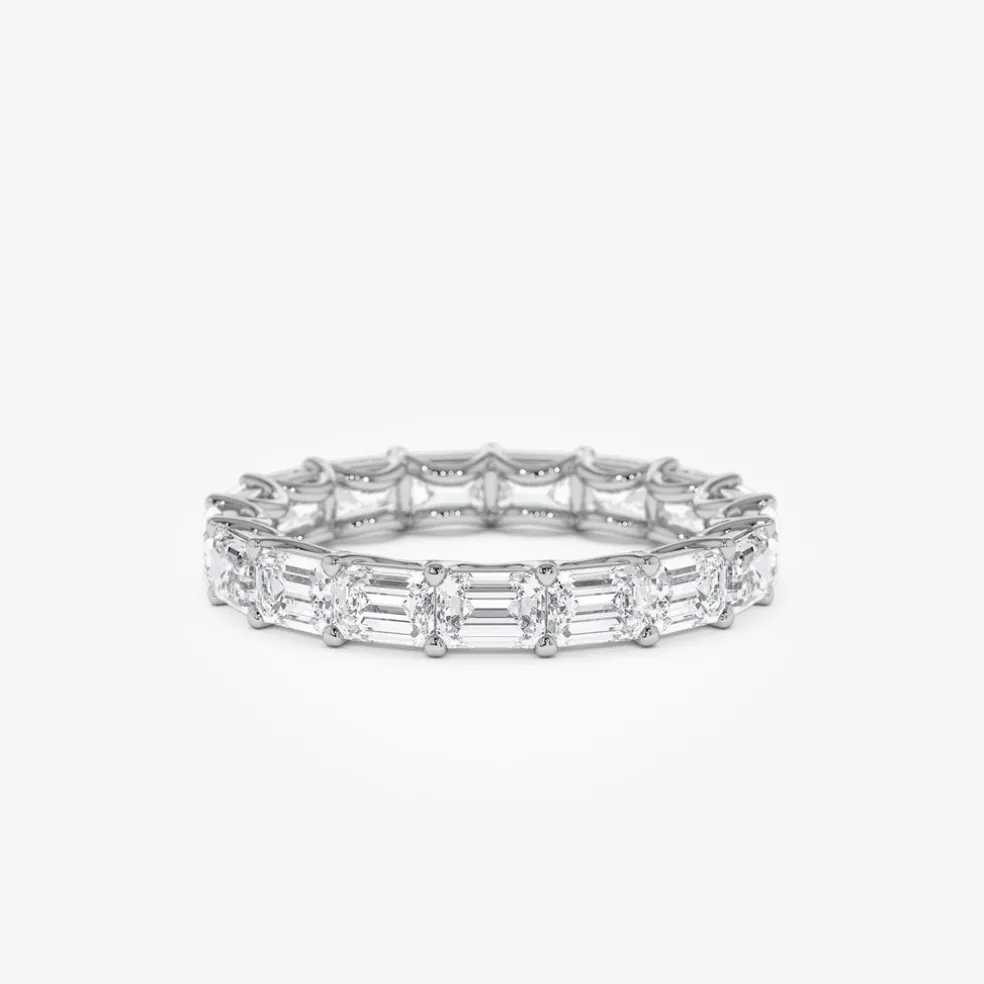3.25 ctw 14k East West Prong Setting Full Eternity Emerald Cut Lab Grown Diamond Ring - Nia