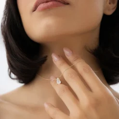 1.25 ctw 14k Five Prong Pear Shaped Lab Grown Diamond Necklace - Gianna