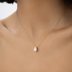 1.25 ctw 14k Five Prong Pear Shaped Lab Grown Diamond Necklace - Gianna