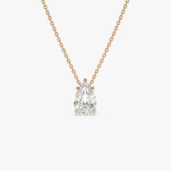 1.25 ctw 14k Five Prong Pear Shaped Lab Grown Diamond Necklace - Gianna
