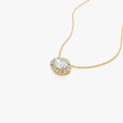 0.90 ctw 14K Halo Setting Oval Cut Lab Grown Diamond Necklace - Amy