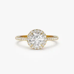 1.25 ctw 14K Halo Setting Round Brilliant Lab Grown Diamond Engagement Ring - Aria