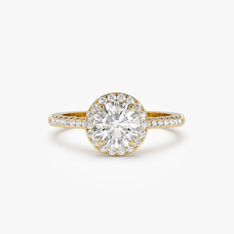 1.25 ctw 14K Halo Setting Round Brilliant Lab Grown Diamond Engagement Ring - Aria
