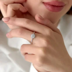 1.25 ctw 14K Halo Setting Round Brilliant Lab Grown Diamond Engagement Ring - Aria