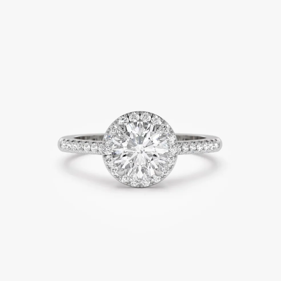 1.25 ctw 14K Halo Setting Round Brilliant Lab Grown Diamond Engagement Ring - Aria