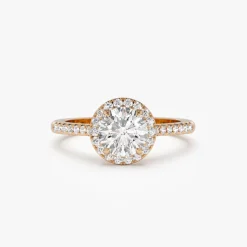 1.25 ctw 14K Halo Setting Round Brilliant Lab Grown Diamond Engagement Ring - Aria
