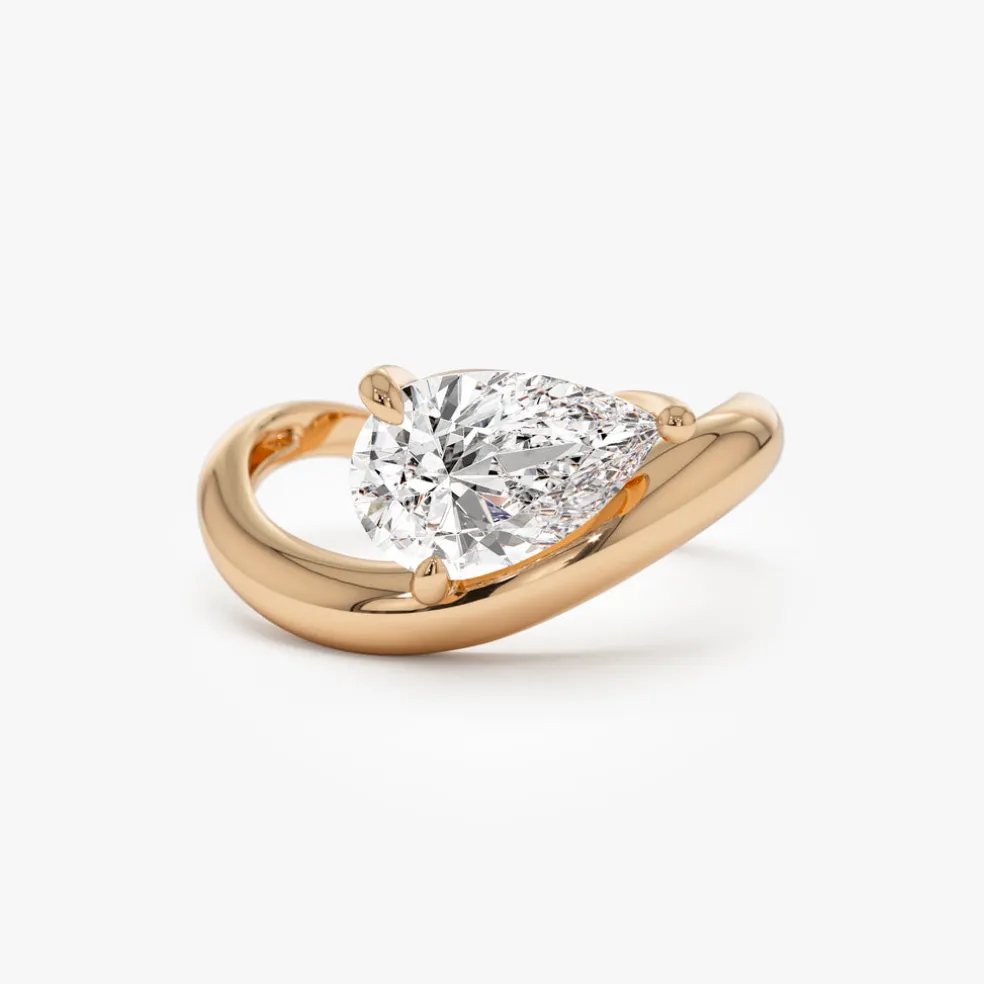 1.55 ctw 14k Lab Grown Pear Shaped Wave Diamond Engagement Ring - Sophie