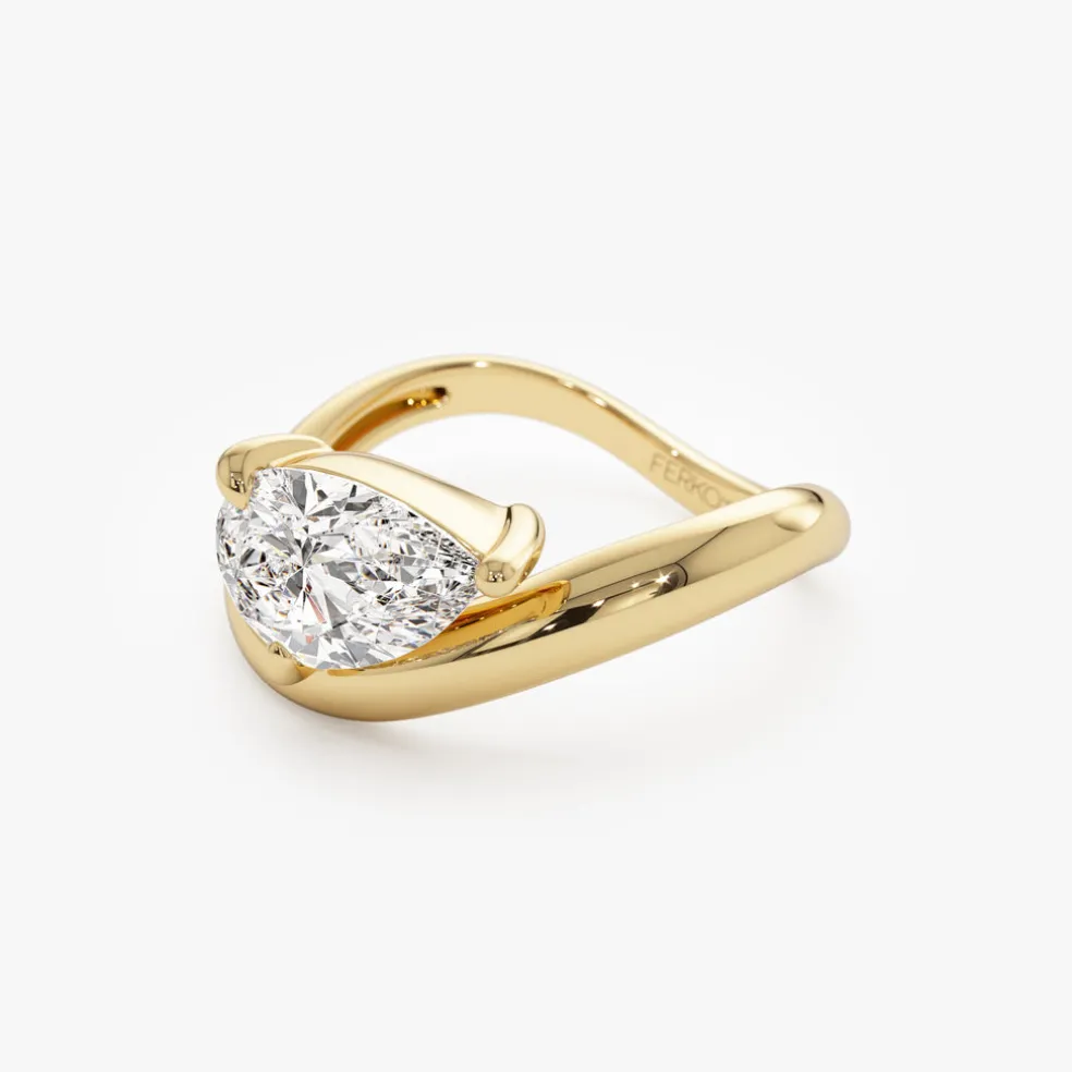 1.55 ctw 14k Lab Grown Pear Shaped Wave Diamond Engagement Ring - Sophie