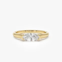 0.75 ctw 14k Marquise Shaped East-West Lab Grown Engagement Ring - Olivia