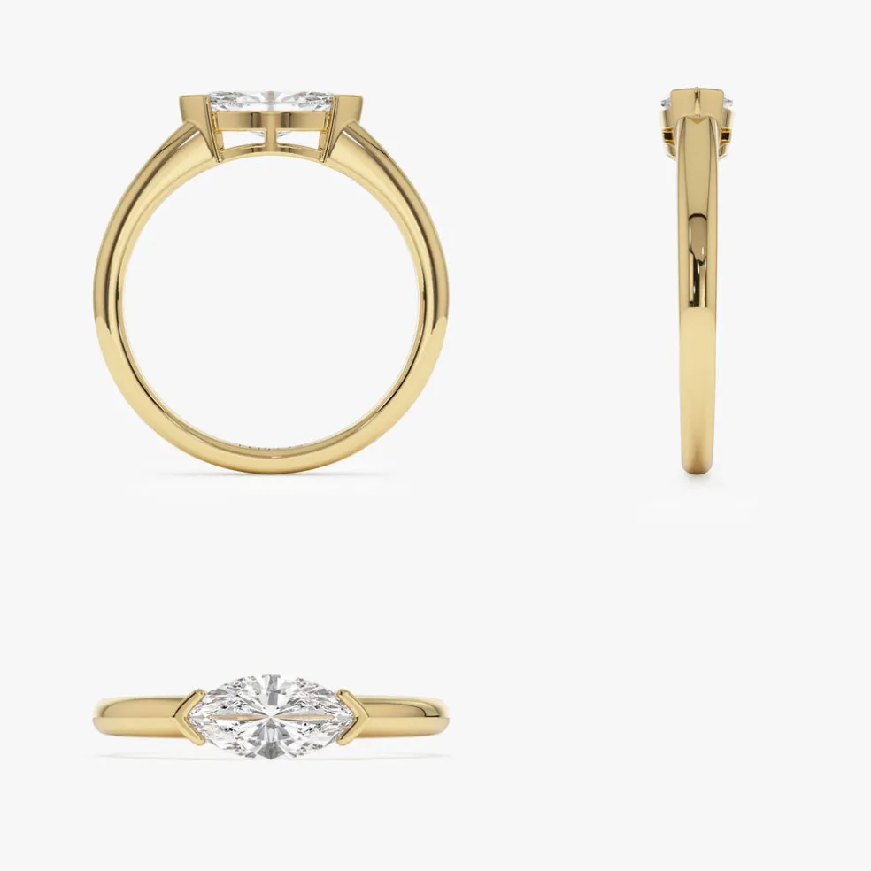 0.75 ctw 14k Marquise Shaped East-West Lab Grown Engagement Ring - Olivia