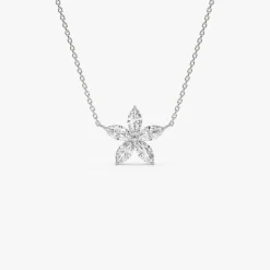 1.05 ctw 14K Marquise Shaped Flower Design Lab Grown Diamond Necklace - Vera