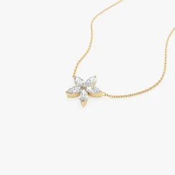 1.05 ctw 14K Marquise Shaped Flower Design Lab Grown Diamond Necklace - Vera