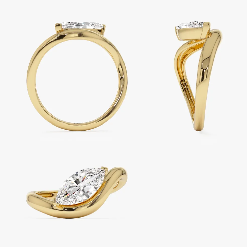 1.00 ctw 14k Marquise Shaped Sleek Design Lab Grown Engagement Ring - Rylee