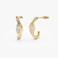 0.60 ctw 14k Marquise Shapes Lab Grown Swivel J Hoops - Emery