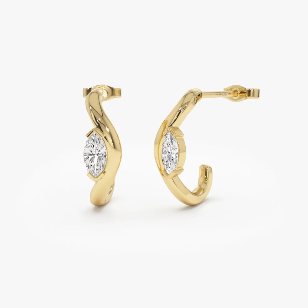 0.60 ctw 14k Marquise Shapes Lab Grown Swivel J Hoops - Emery