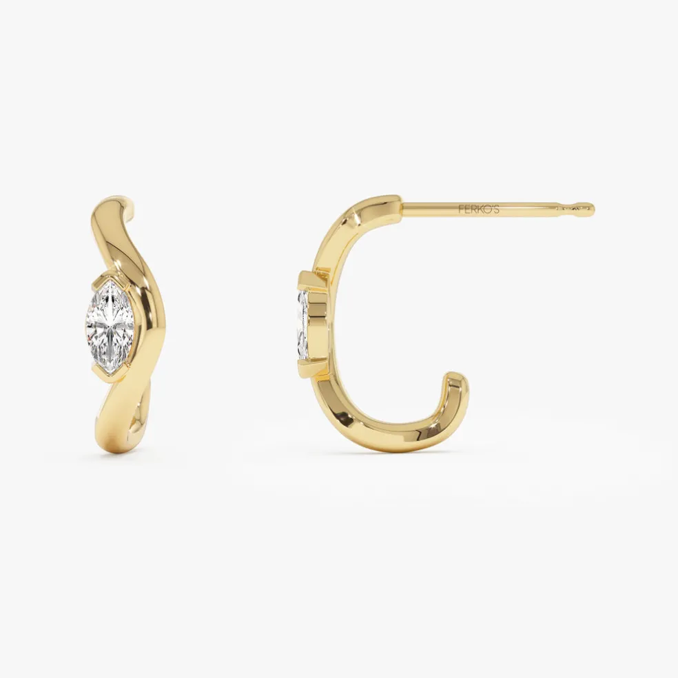 0.60 ctw 14k Marquise Shapes Lab Grown Swivel J Hoops - Emery