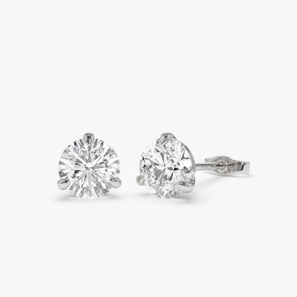 1.50 ctw 14k Martini Setting Round Lab Grown Diamond Studs - Alice