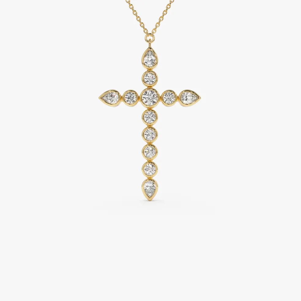 1.25 ctw 14k Mixed Shape Lab Grown Diamond Cross - Iris