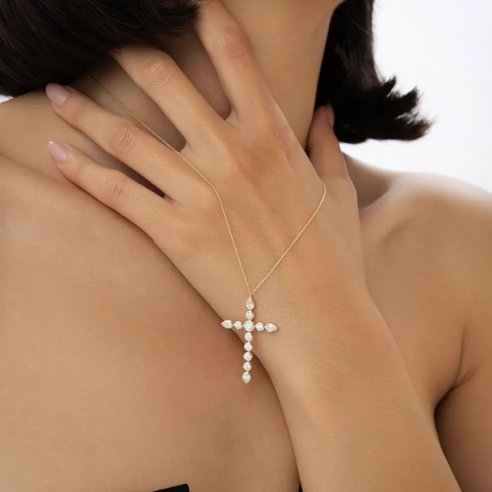 1.25 ctw 14k Mixed Shape Lab Grown Diamond Cross - Iris