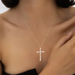 1.25 ctw 14k Mixed Shape Lab Grown Diamond Cross - Iris