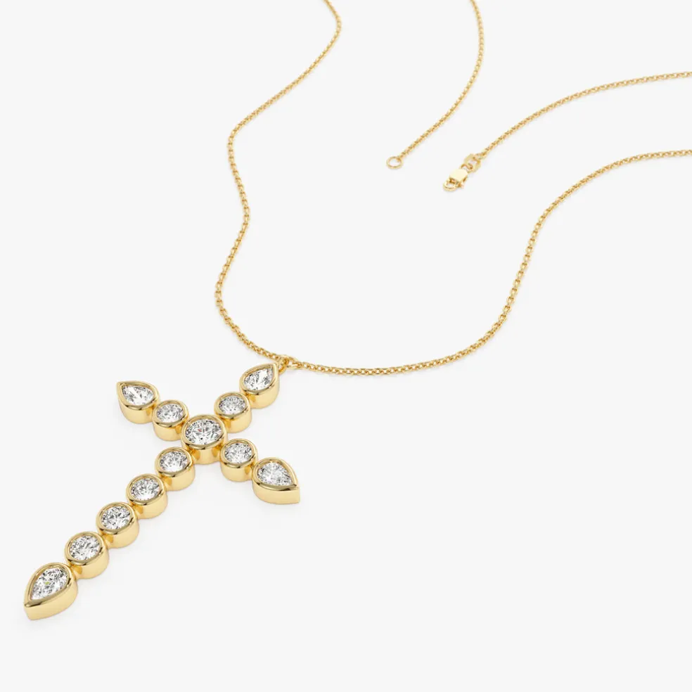1.25 ctw 14k Mixed Shape Lab Grown Diamond Cross - Iris