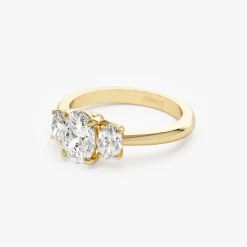 1.50 ctw 14k Oval Shape Lab-Grown Diamond Three Stone Engagement Ring - Serena