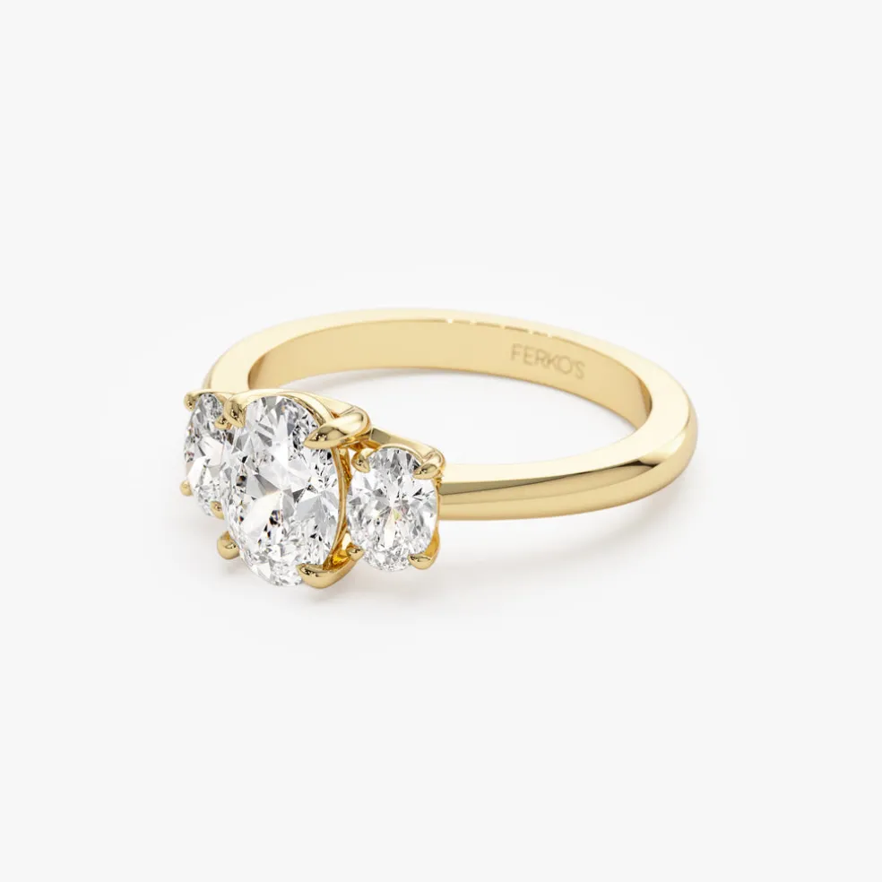1.50 ctw 14k Oval Shape Lab-Grown Diamond Three Stone Engagement Ring - Serena