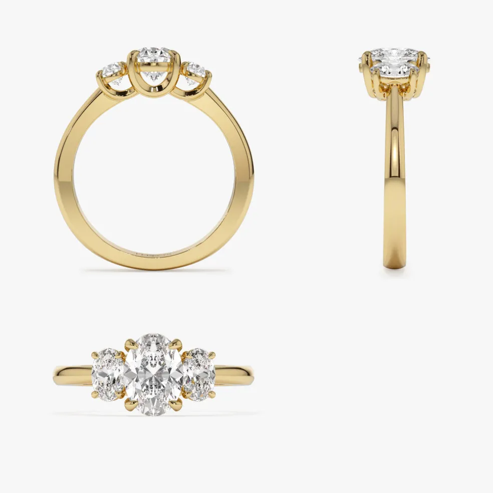 1.50 ctw 14k Oval Shape Lab-Grown Diamond Three Stone Engagement Ring - Serena