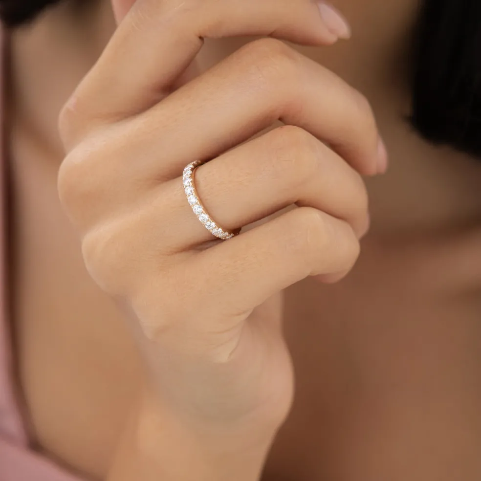 1.25 ctw 14k Pave Setting Full Eternity Lab Grown Diamond Ring - Elena