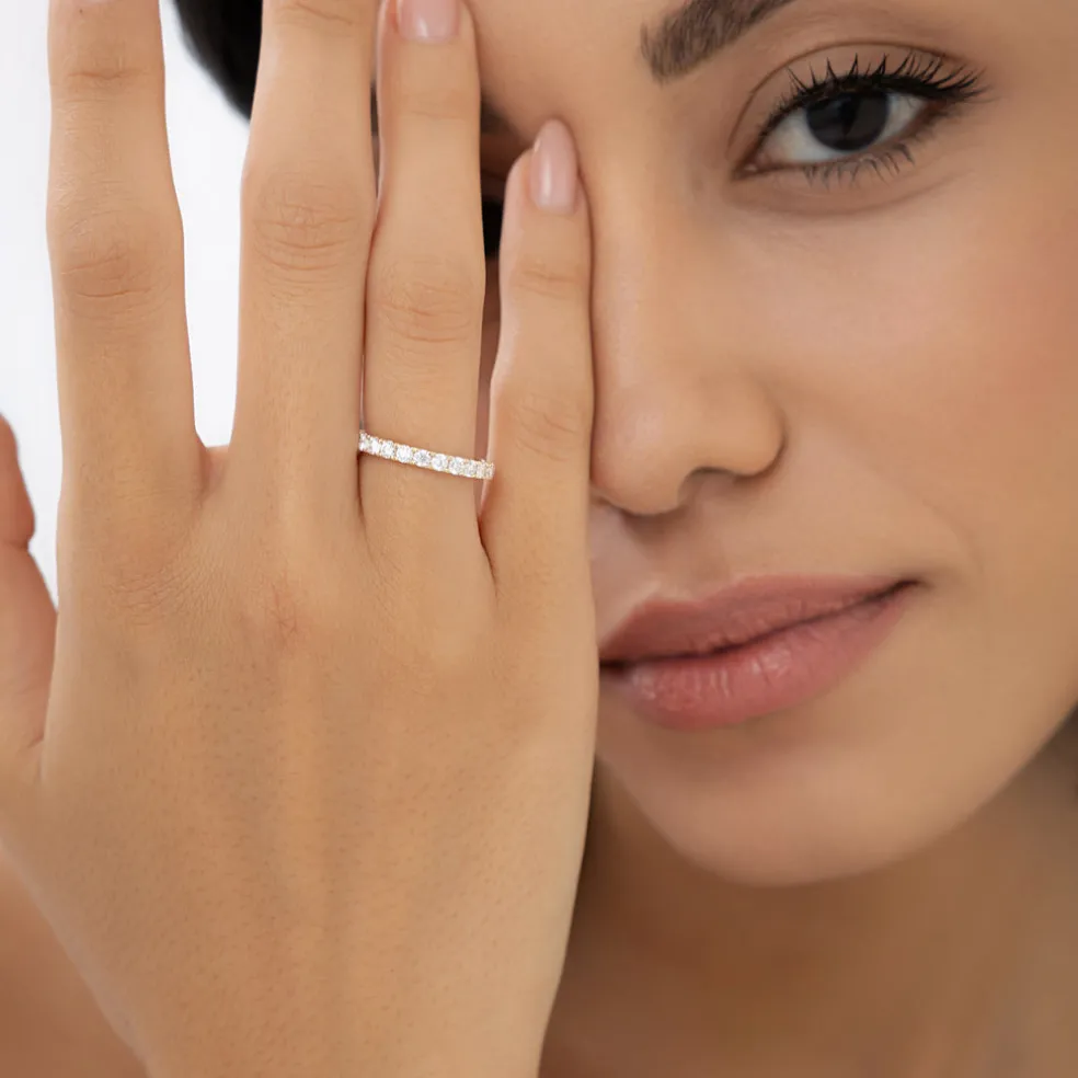 1.25 ctw 14k Pave Setting Full Eternity Lab Grown Diamond Ring - Elena