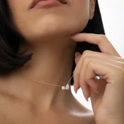 1.55 ctw 14k Pear Shaped and Rond Lab Grown Diamond Neklace - Maria