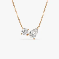 1.55 ctw 14k Pear Shaped and Rond Lab Grown Diamond Neklace - Maria