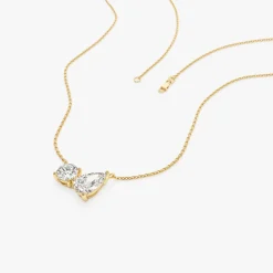 1.55 ctw 14k Pear Shaped and Rond Lab Grown Diamond Neklace - Maria