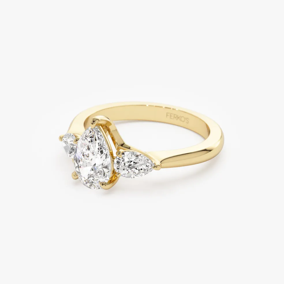1.50 ctw 14k Pear Shaped Lab Grown Diamond Three Stone Engagement Ring - Emma