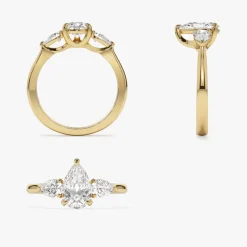1.50 ctw 14k Pear Shaped Lab Grown Diamond Three Stone Engagement Ring - Emma