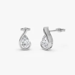 1.50 ctw 14k Pear Shaped Unique Lab Grown Diamond Studs - Eden