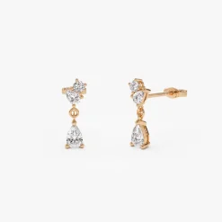 1.05 ctw 14k Petite Dangling Lab Grown Diamond Studs - Athena