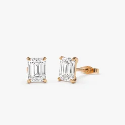 1.50 ctw 14k Prong Setting Emerald Cut Lab Grown Diamond Studs - Claire