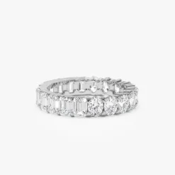 3.30 ctw 14k Prong Setting Full Eternity Oval & Emerald Cut Lab Grown Diamond Ring - Rosa