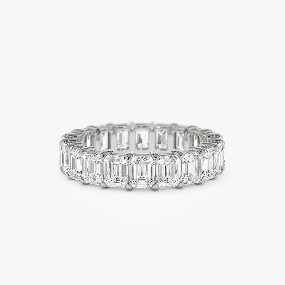 4.5 ctw 14k Prong Setting Full Eternity Emerald Lab Grown Diamond Ring - Norah