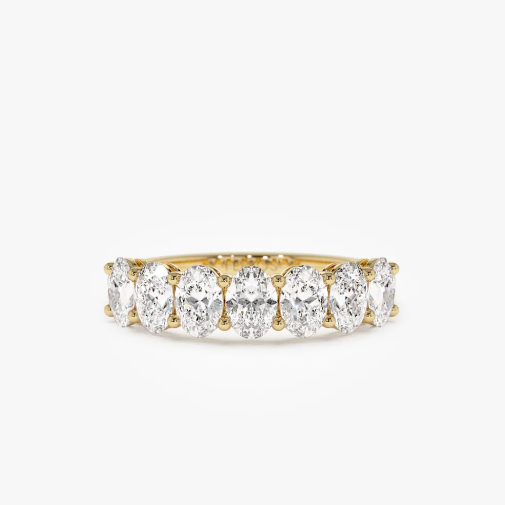 1.25 ctw 14k Prong Setting Seven Stone Oval Cut Lab Grown Diamond Wedding Ring - Marie