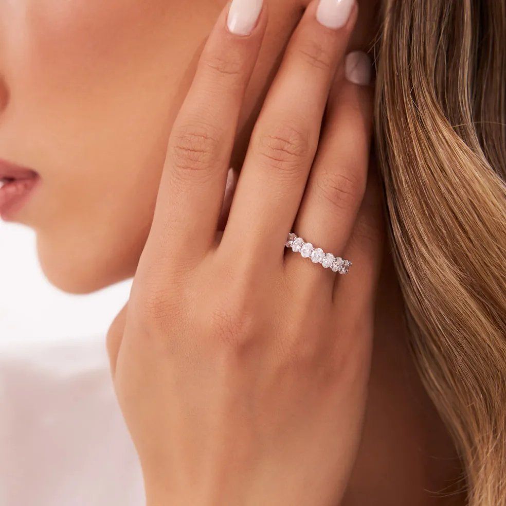 1.25 ctw 14k Prong Setting Seven Stone Oval Cut Lab Grown Diamond Wedding Ring - Marie