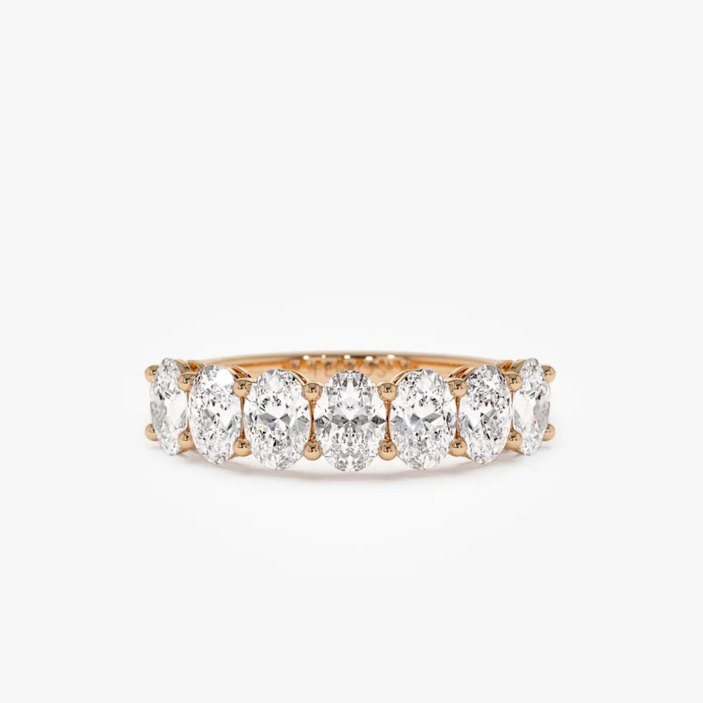 1.25 ctw 14k Prong Setting Seven Stone Oval Cut Lab Grown Diamond Wedding Ring - Marie