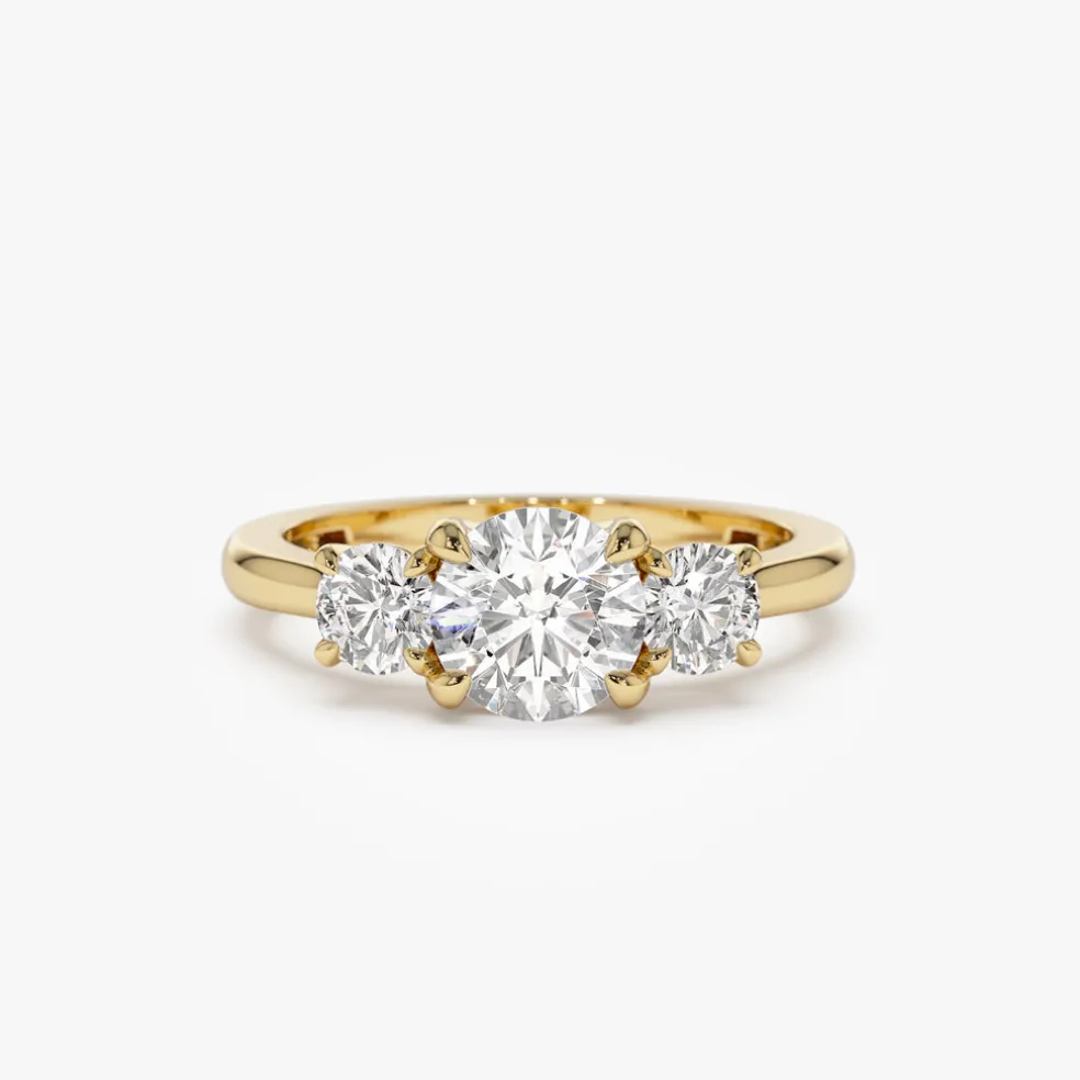 1.50 ctw 14k Round Lab Grown Diamond Three Stone Engagement Ring - Grace