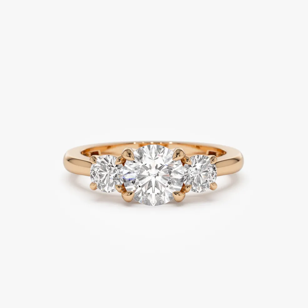 1.50 ctw 14k Round Lab Grown Diamond Three Stone Engagement Ring - Grace