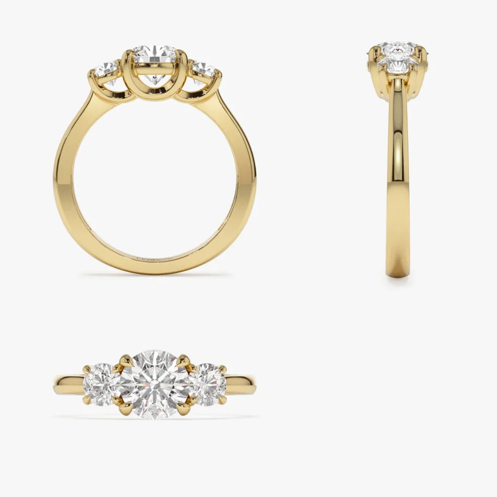 1.50 ctw 14k Round Lab Grown Diamond Three Stone Engagement Ring - Grace