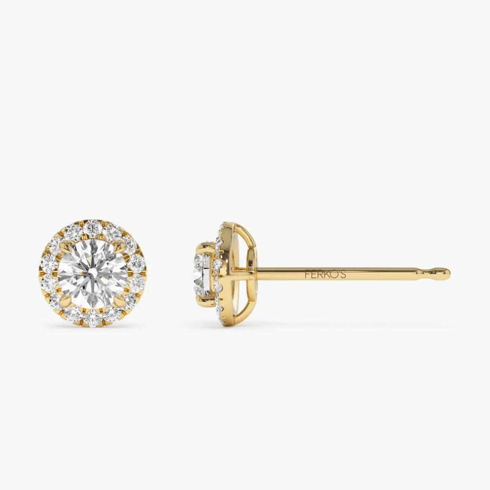 1.30 ctw 14k Round Lab Grown Diamond Halo Stud Earrings - Josephine