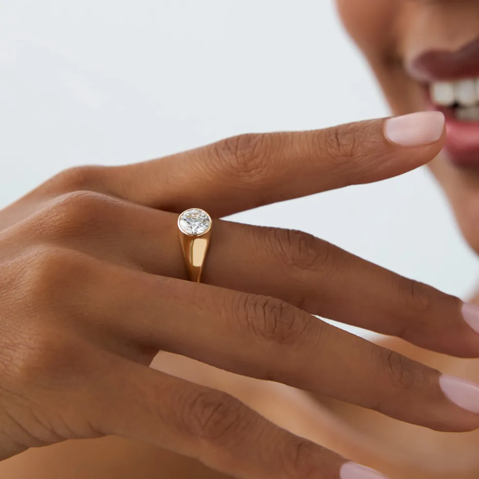 1.00 ctw 14k Round Shaped Lab Grown Diamond Ring - Alina