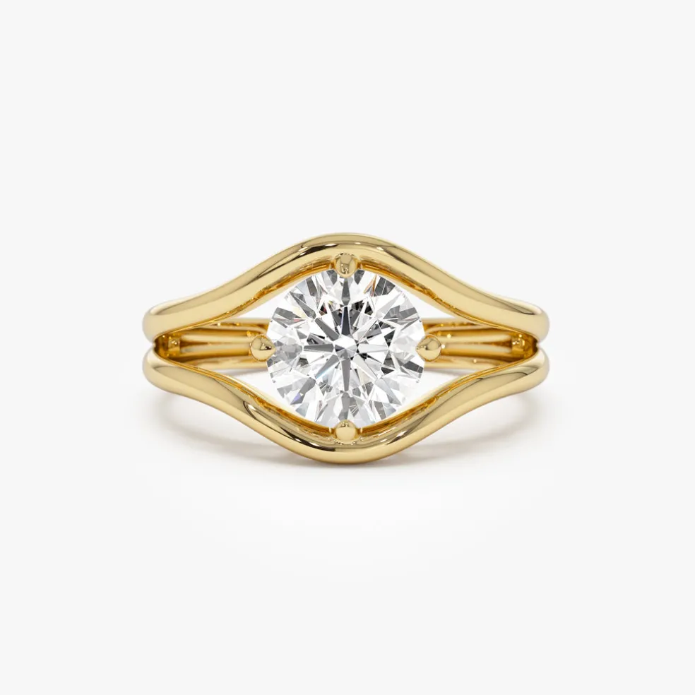 1.50 ctw 14k Split Shank Unique Round Lab Grown Diamond Engagement Ring - Bella